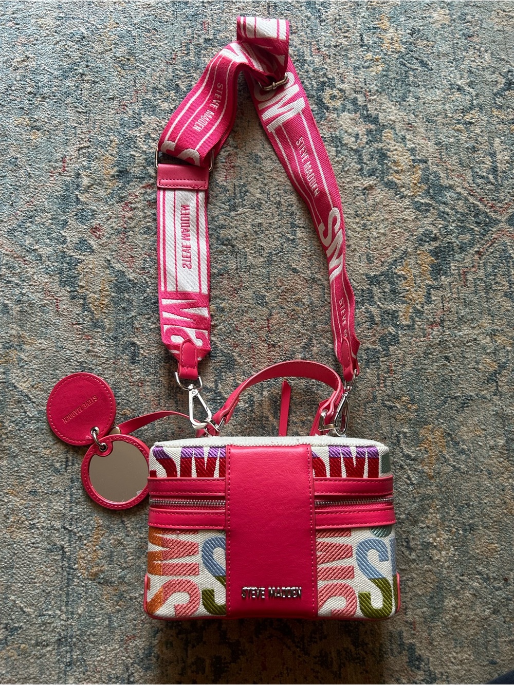Steve Madden Pink Multicolor Logo Crossbody Bag